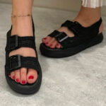 صندل زنانه مکرومه مشکی