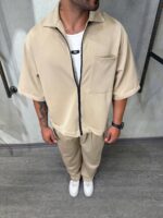 پيراهن زيپ دار تک جيب گلدوزيrepresent - Image 2