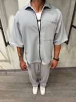 پيراهن زيپ دار تک جيب گلدوزيrepresent - Image 6