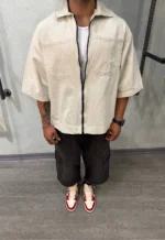 پيراهن کتان پاييزه زيپ دار - Image 4