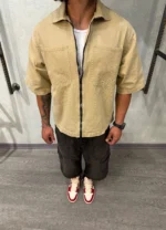 پيراهن کتان پاييزه زيپ دار - Image 5