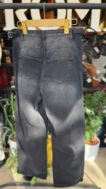 شلوار نيم بگ ذغالی کمردار - Image 2