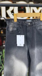 شلوار نيم بگ ذغالی کمردار - Image 3