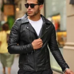 کاپشن چرم مصنوعی پليسی ساده