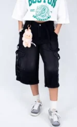 شلوارک بگ شش جيب ذغالی