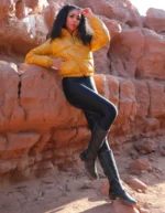 کاپشن زنانه کراپ پفکی براق - Image 4