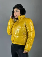 کاپشن زنانه کراپ پفکی براق - Image 8