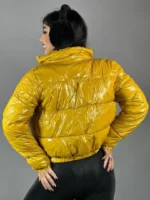 کاپشن زنانه کراپ پفکی براق - Image 9