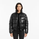 کاپشن زنانه کراپ پفکی براق