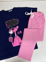 ست دخترانه تيشرت شلوار پلنگ صورتی - Image 2