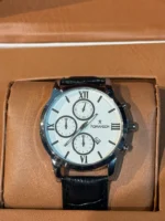 ساعت طرح رمانسون مردانه مشکی صفحه سفيد - Image 2