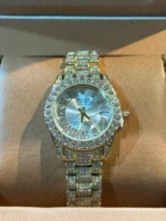 ساعت فول نگين زنانه طرح رولکس طلايی - Image 2