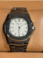 ساعت استيل مردانه طرح پتک فيلپ نقره ای صفحه سفيد - Image 3