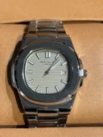 ساعت مردانه طرح پتک فيلپ نقره ای صفحه خاکی - Image 2