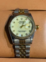 ساعت استيل زنانه طرح رولکس نقره ای طلايی - Image 2