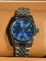 ساعت استيل زنانه طرح رولکس نقره ای صفحه آبی - Image 3