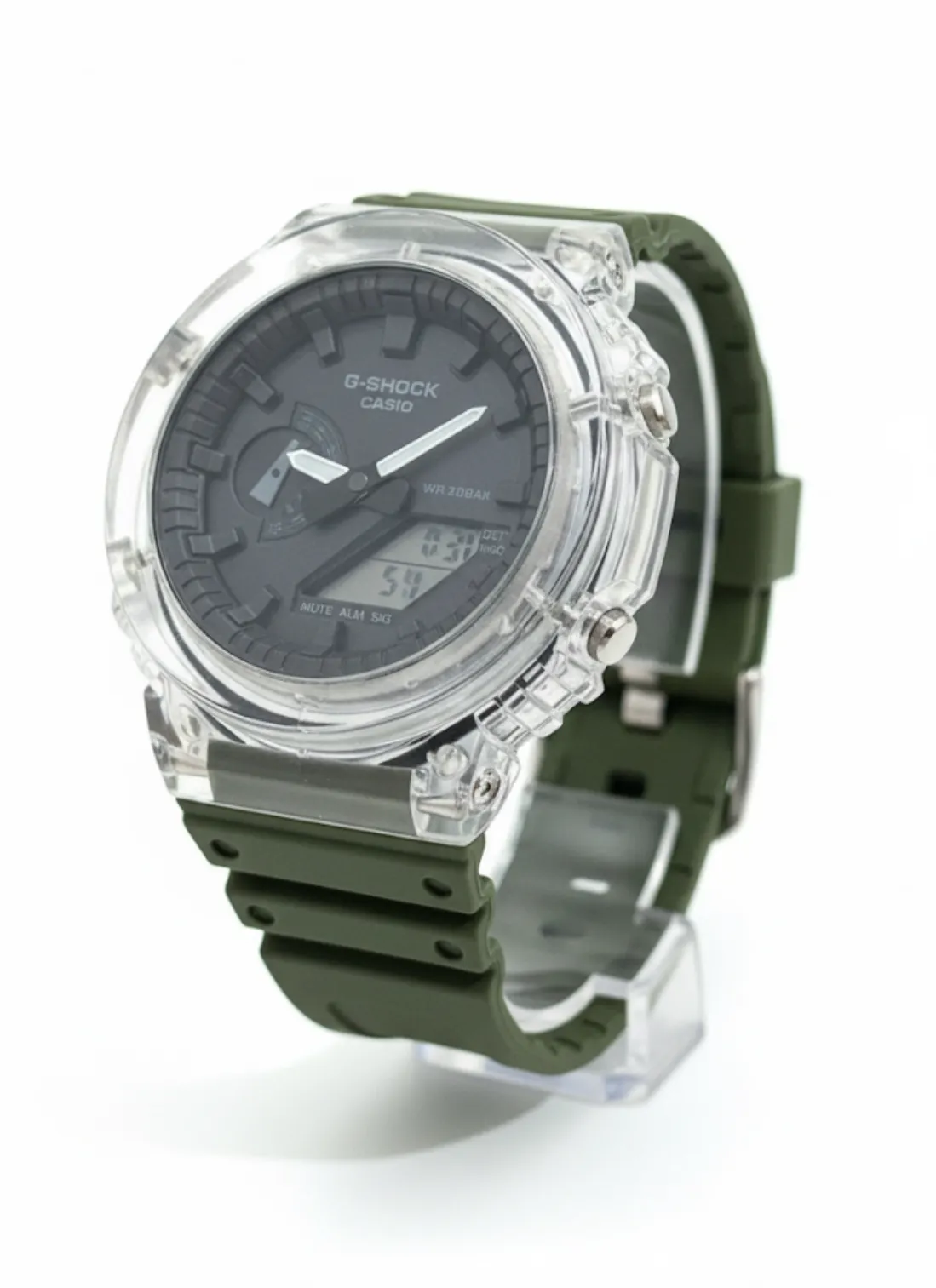 IMG_4387 (1) ساعت طرح جی شاک 2100 صفحه شفاف سبز لجنی - Image 1