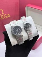 ساعت امگا زنانه نقره ای صفحه مشکی - Image 2