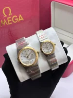 ساعت امگا مردانه نقره ای طلايی - Image 2