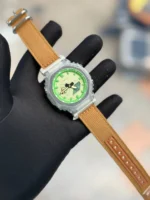 ساعت جی شاک2100بند برزنتی عسلی صفحه سبز - Image 3