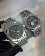 ساعتAP مهندسی نقره ای صفحه مشکی زنانه - Image 2