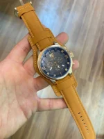 ساعت پورشه بندچرمی عسلی - Image 2