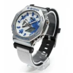 ساعت جی شاک2100بند برزنتی سفيد