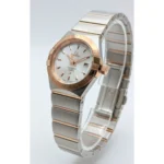 ساعت امگا زنانه نقره ای رزگلد خطی