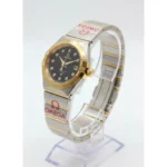 ساعت امگا زنانه نقره ای طلايی صفحه مشکی