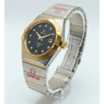 ساعت امگا مردانه نقره ای طلايی صفحه مشکی