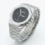 ساعتAP مهندسی نقره ای صفحه مشکی مردانه