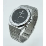 ساعتAP مهندسی نقره ای صفحه مشکی زنانه