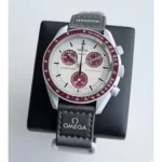 ساعت مچی امگا سواچ خاکی زرشکی