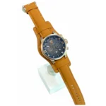 ساعت پورشه بندچرمی عسلی