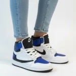 کتونی زنانه ترويس ساقدار سفيد آبی