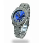 ساعت فول نگين زنانه طرح رولکس ابي کاربنی