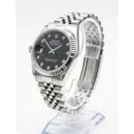 ساعت استيل زنانه طرح رولکس نقره ای صفحه مشکی