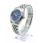 ساعت استيل زنانه طرح رولکس نقره ای صفحه سرمه ای