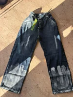 شلوار فول بگ پايين طرح رنگ پاچی آبی - Image 3