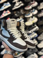 کتونی مردانه ترويس ساقدار سفيد قهوه ای - Image 4