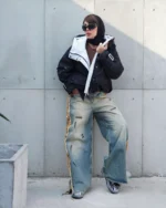 کاپشن دخترانه کراپ نگين دار - Image 3