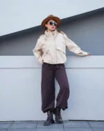 کاپشن کراپی چرم دخترانه - Image 2