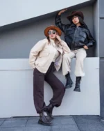 کاپشن کراپی چرم دخترانه - Image 4