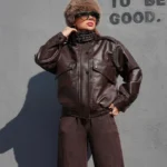 کاپشن کراپی چرم دخترانه