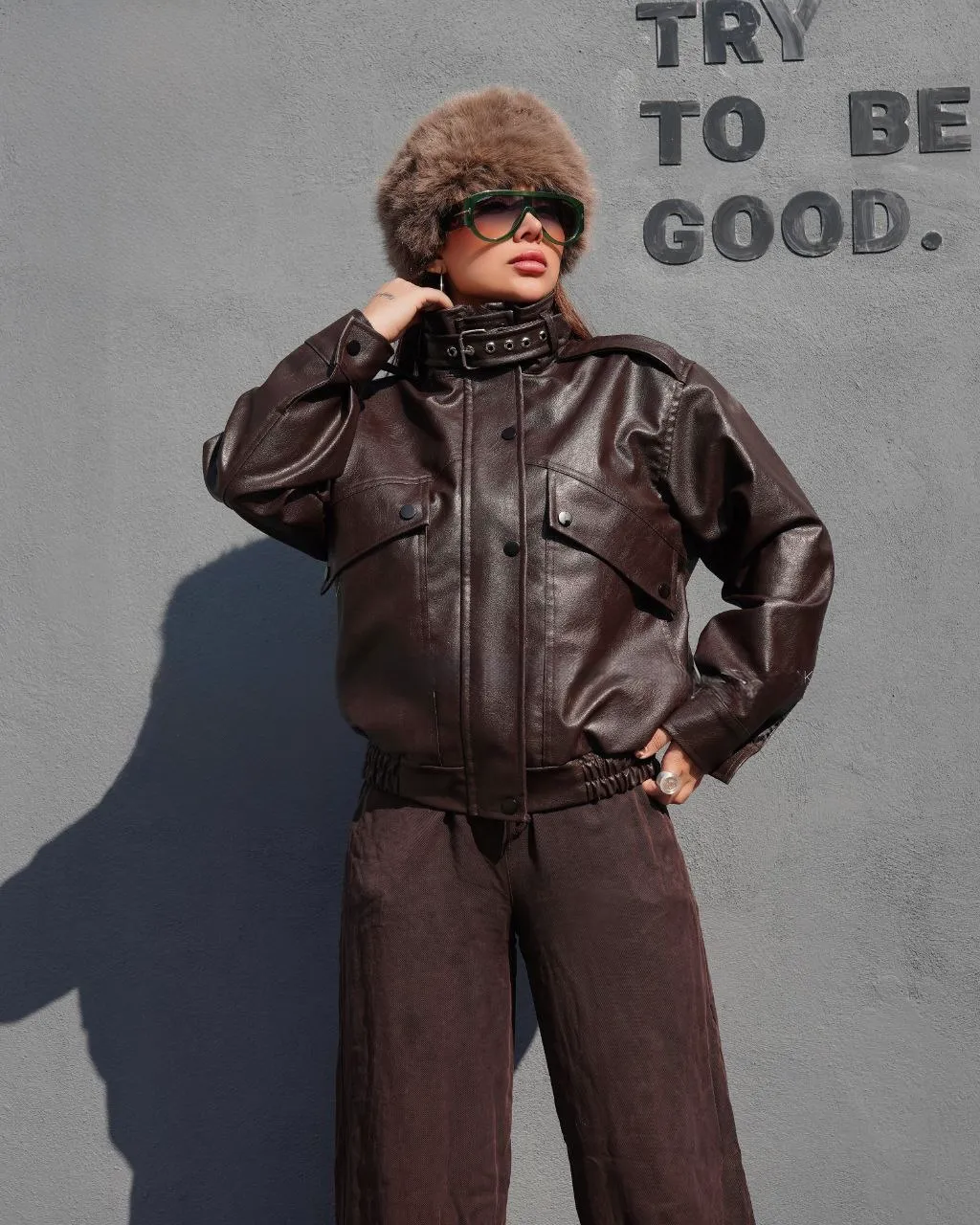 IMG_7116 کاپشن کراپی چرم دخترانه - Image 1