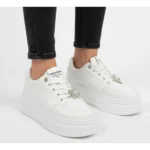 کفش ونس لژدار سفيد جلو نگينی