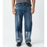 شلوار فول بگ پايين طرح رنگ پاچی آبی