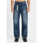 شلوار فول بگ آبی پايين طرح دار