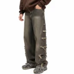 شلوار جين بالنی گازوئيلی بغل زاپ دار