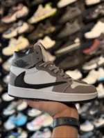 کتونی ترويس ساقدار مردانه طوسی سفيد - Image 2